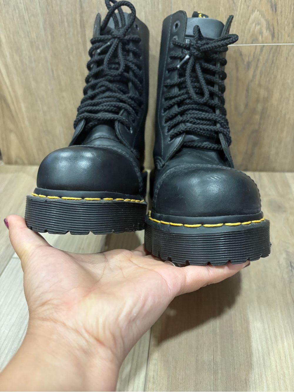 Dr. Martens 10966 Unisex 8761 BXB Black Steel Toe Cap Lace-Up M5 W6 Punk Grunge - Picture 4 of 9